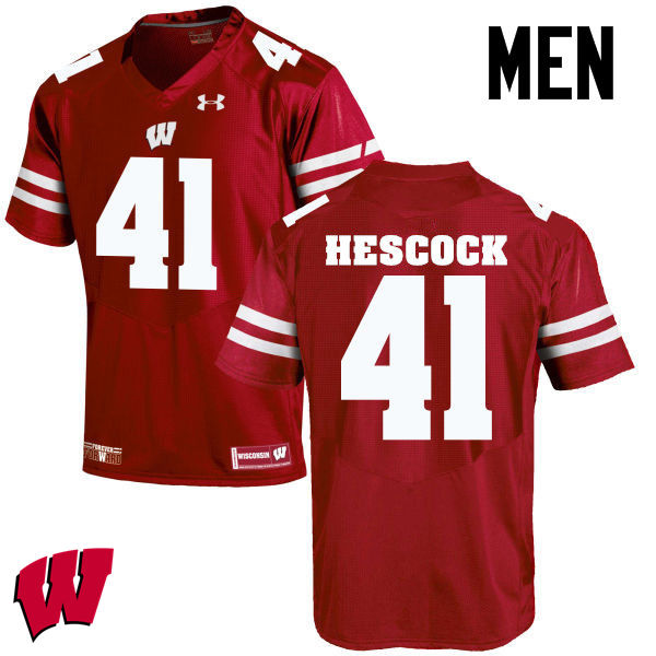 Wisconsin Badgers Men's #41 Jake Hescock NCAA Under Armour Authentic Red College Stitched Football Jersey OM40H26KK